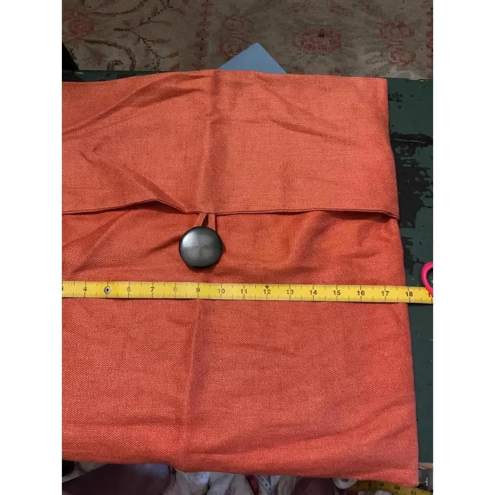 Pottery Barn Orange Linen Pillow cover with Button Closure (1)